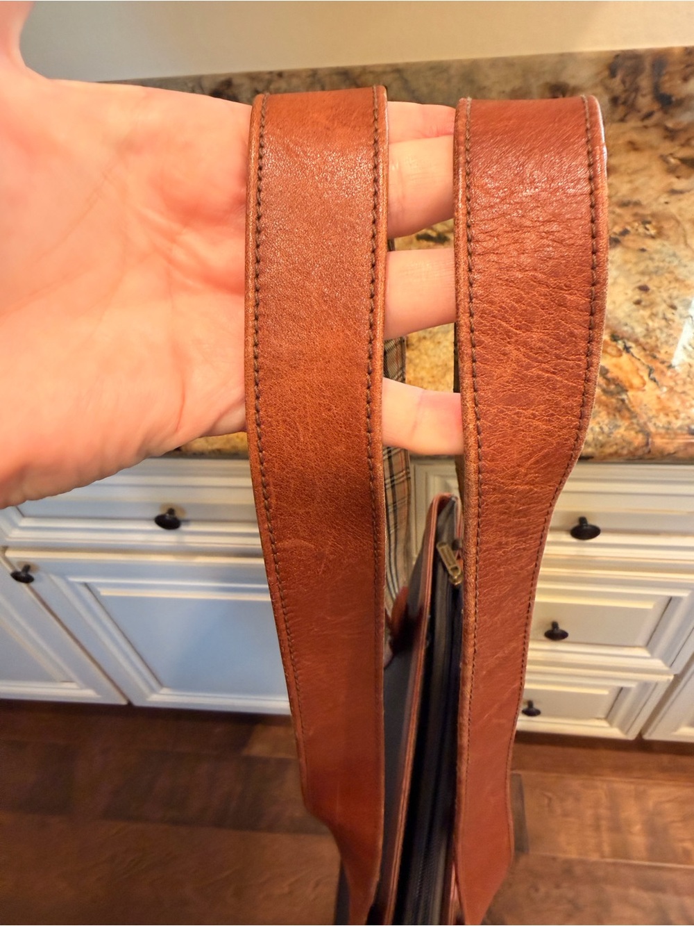 Burberry Blue Tote with leather Trim - Picture 5 of 7
